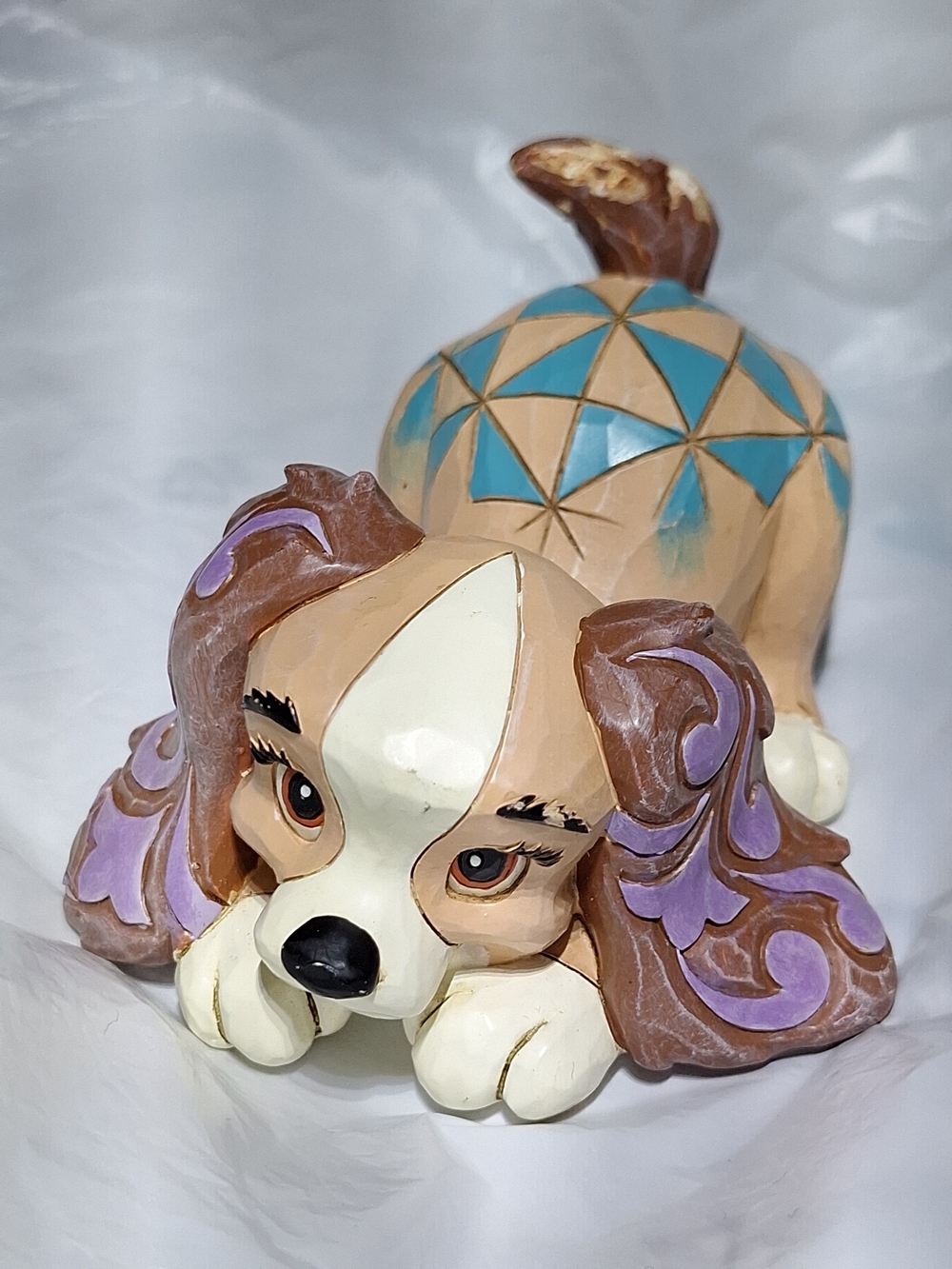 Disney Purple, Turquoise & Tan Ceramic Dog Figurine